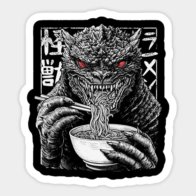 Kaiju Monster Eating Ramen Sticker by Carlos's Store 4